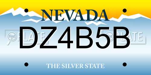 DZ4B5B Nevada License Plate