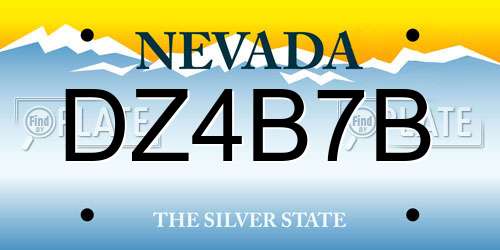 DZ4B7B Nevada License Plate