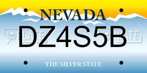 DZ4S5B Nevada License Plate