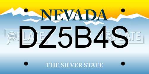 DZ5B4S Nevada License Plate