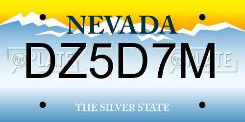 DZ5D7M Nevada License Plate