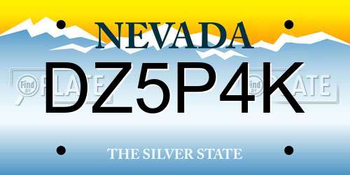 DZ5P4K Nevada License Plate