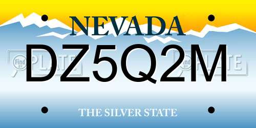 DZ5Q2M Nevada License Plate