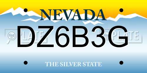 DZ6B3G Nevada License Plate