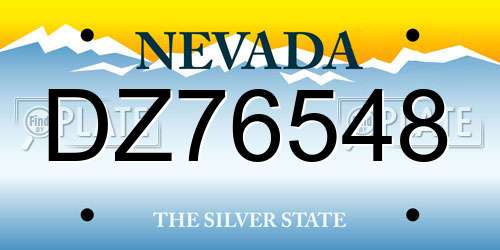 DZ76548 Nevada License Plate