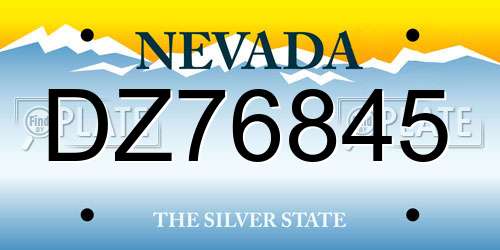 DZ76845 Nevada License Plate