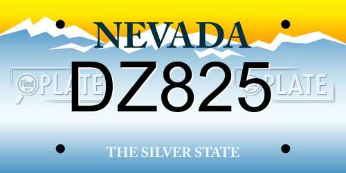 DZ825 Nevada License Plate