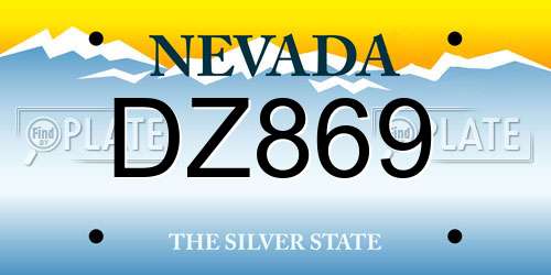 DZ869 Nevada License Plate