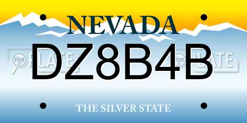 DZ8B4B Nevada License Plate