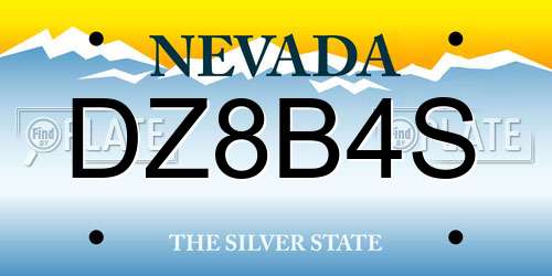 DZ8B4S Nevada License Plate