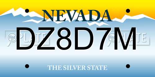 DZ8D7M Nevada License Plate
