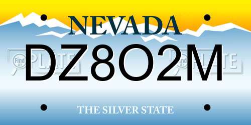 DZ8O2M Nevada License Plate