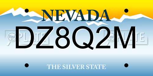 DZ8Q2M Nevada License Plate