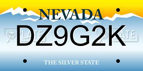 DZ9G2K Nevada License Plate