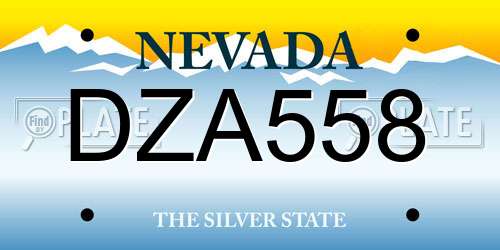 DZA558 Nevada License Plate