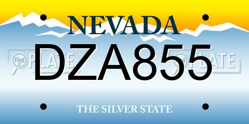 DZA855 Nevada License Plate