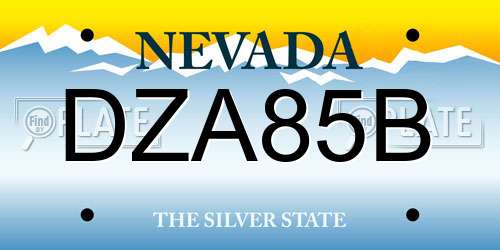 DZA85B Nevada License Plate