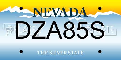 DZA85S Nevada License Plate
