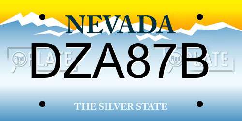 DZA87B Nevada License Plate