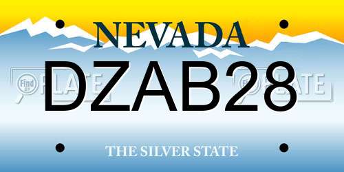 DZAB28 Nevada License Plate