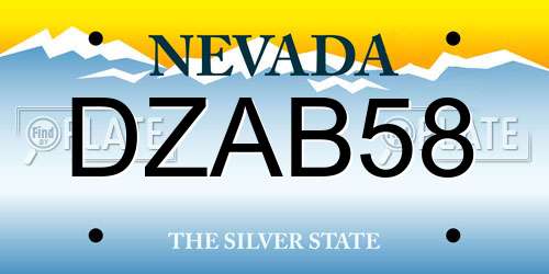 DZAB58 Nevada License Plate