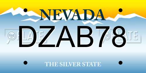 DZAB78 Nevada License Plate