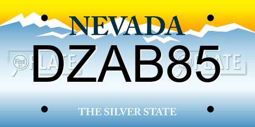 DZAB85 Nevada License Plate