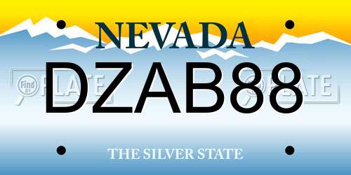 DZAB88 Nevada License Plate