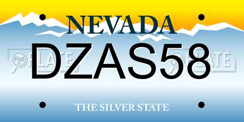 DZAS58 Nevada License Plate