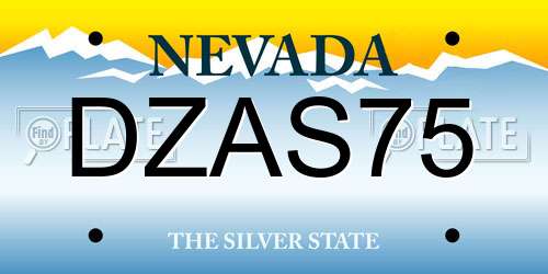 DZAS75 Nevada License Plate