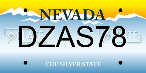 DZAS78 Nevada License Plate