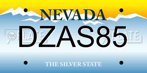DZAS85 Nevada License Plate
