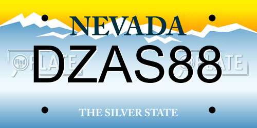 DZAS88 Nevada License Plate