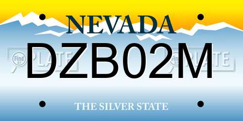 DZB02M Nevada License Plate