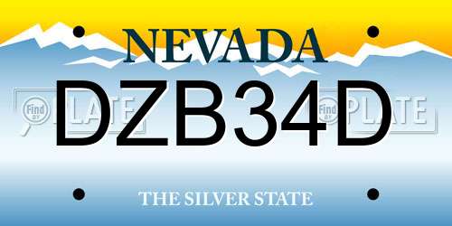 DZB34D Nevada License Plate
