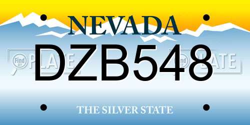 DZB548 Nevada License Plate