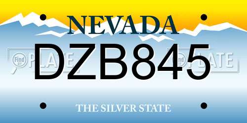DZB845 Nevada License Plate