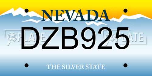 DZB925 Nevada License Plate