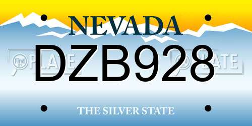 DZB928 Nevada License Plate
