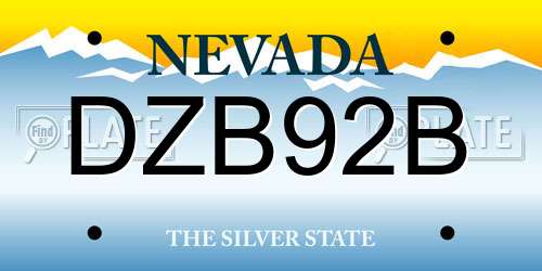 DZB92B Nevada License Plate