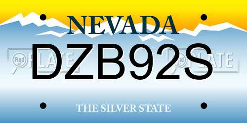 DZB92S Nevada License Plate