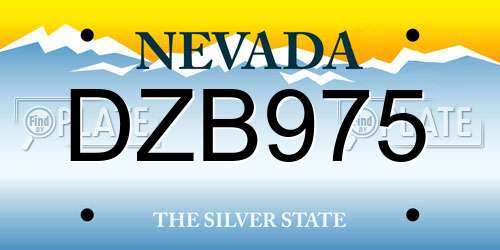 DZB975 Nevada License Plate