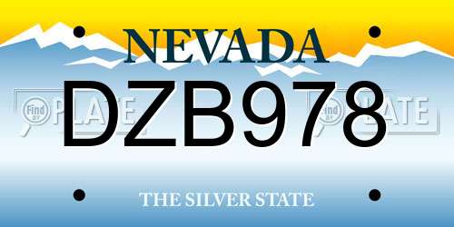 DZB978 Nevada License Plate