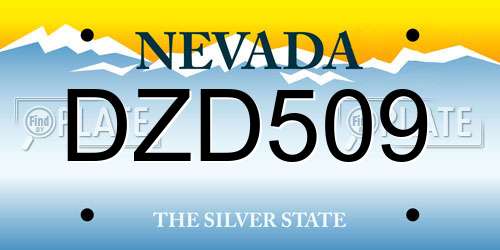 DZD509 Nevada License Plate