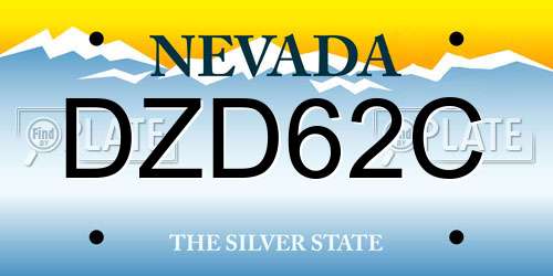 DZD62C Nevada License Plate