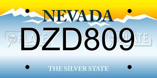 DZD809 Nevada License Plate