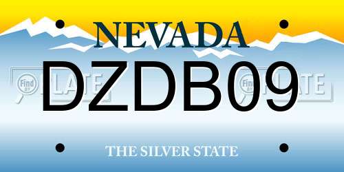 DZDB09 Nevada License Plate
