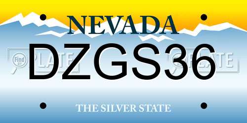 DZGS36 Nevada License Plate