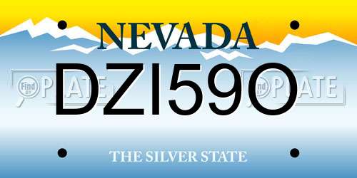 DZI59O Nevada License Plate
