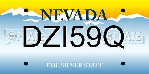 DZI59Q Nevada License Plate